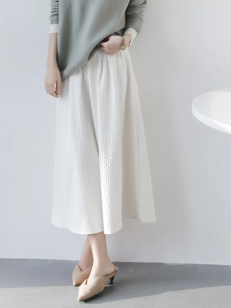 

Универсальная юбка-миди MZOMXO с высокой талией, простая, в форме буквы А, женская, осенняя, новая, стройнящая, средней длины