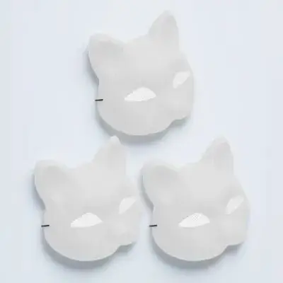 

3Pcs Cat Face Mask Hand Painted Matte White Breathable Mesh Comfortable Lightweight DIY Unpainted Base for Cos Party Masquerade