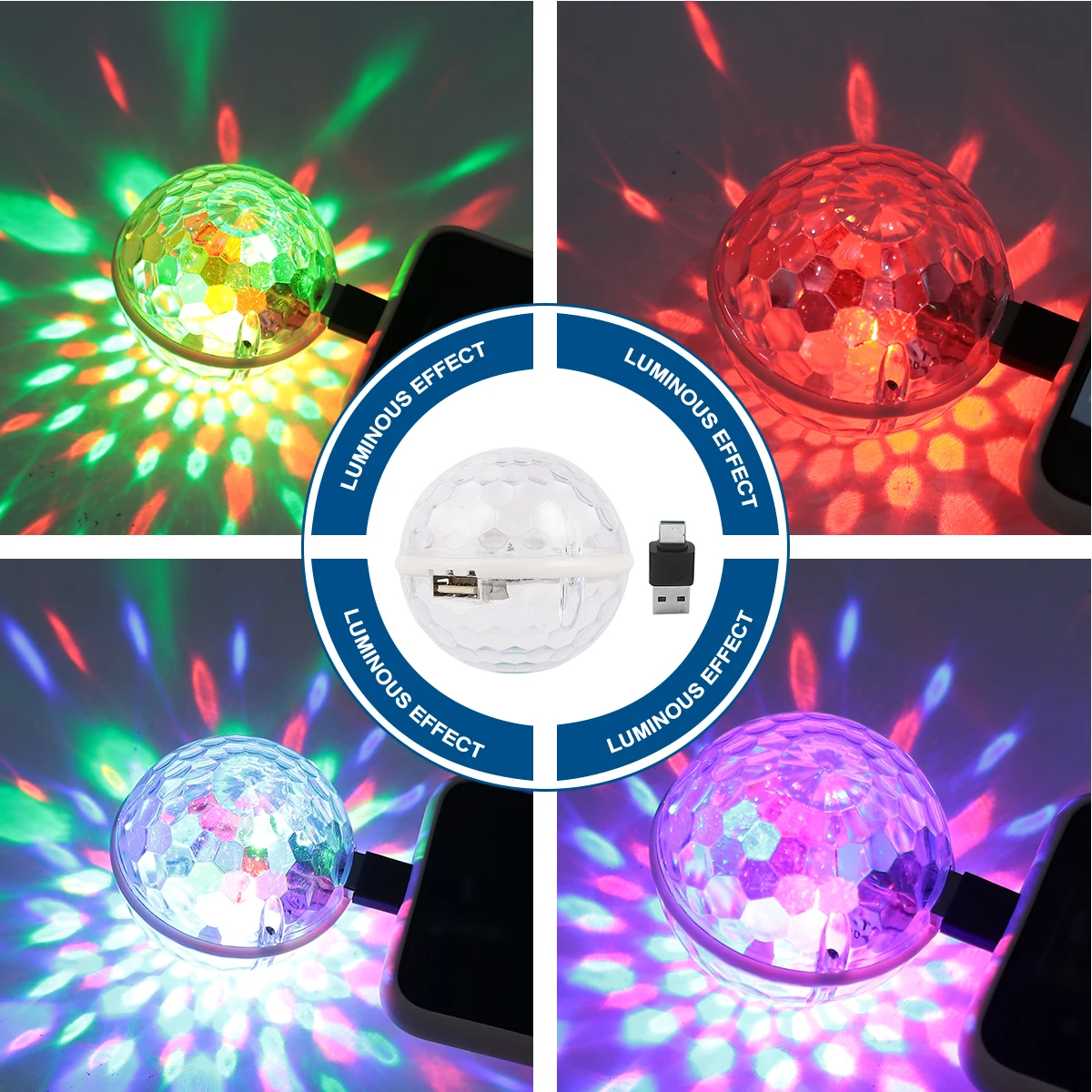 LED Stage Lights Mini Disco RGB Lamp Portable Party Birthday Ball USB Powered Cool Lighting Effects Stylish Fits Phones Easy