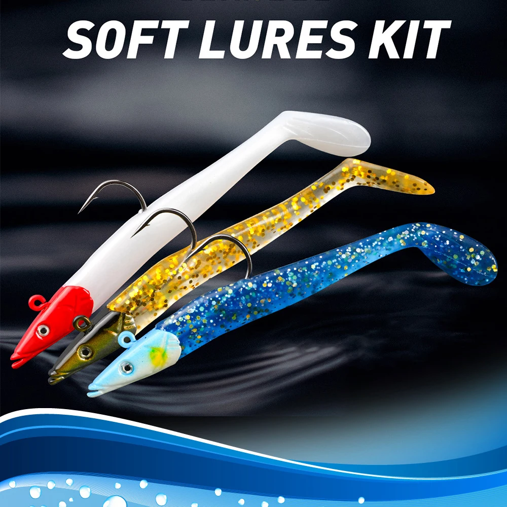 

Soft Artificial Bait Kit Fishing Minnow Jig Head Soft Lure Pike Lures Bass Sea Fishing Tackle 10g/11cm Winter Fishing Lure