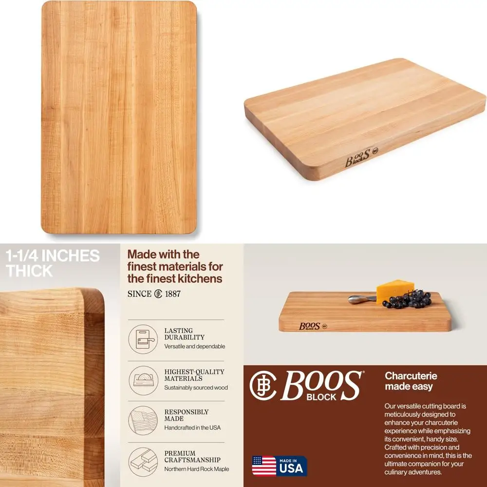 

Разделочная доска из кленового дерева John Boos, 18x12 дюймов, толщина 1,25 дюйма, 8 фунтов, двусторонний мясной блок