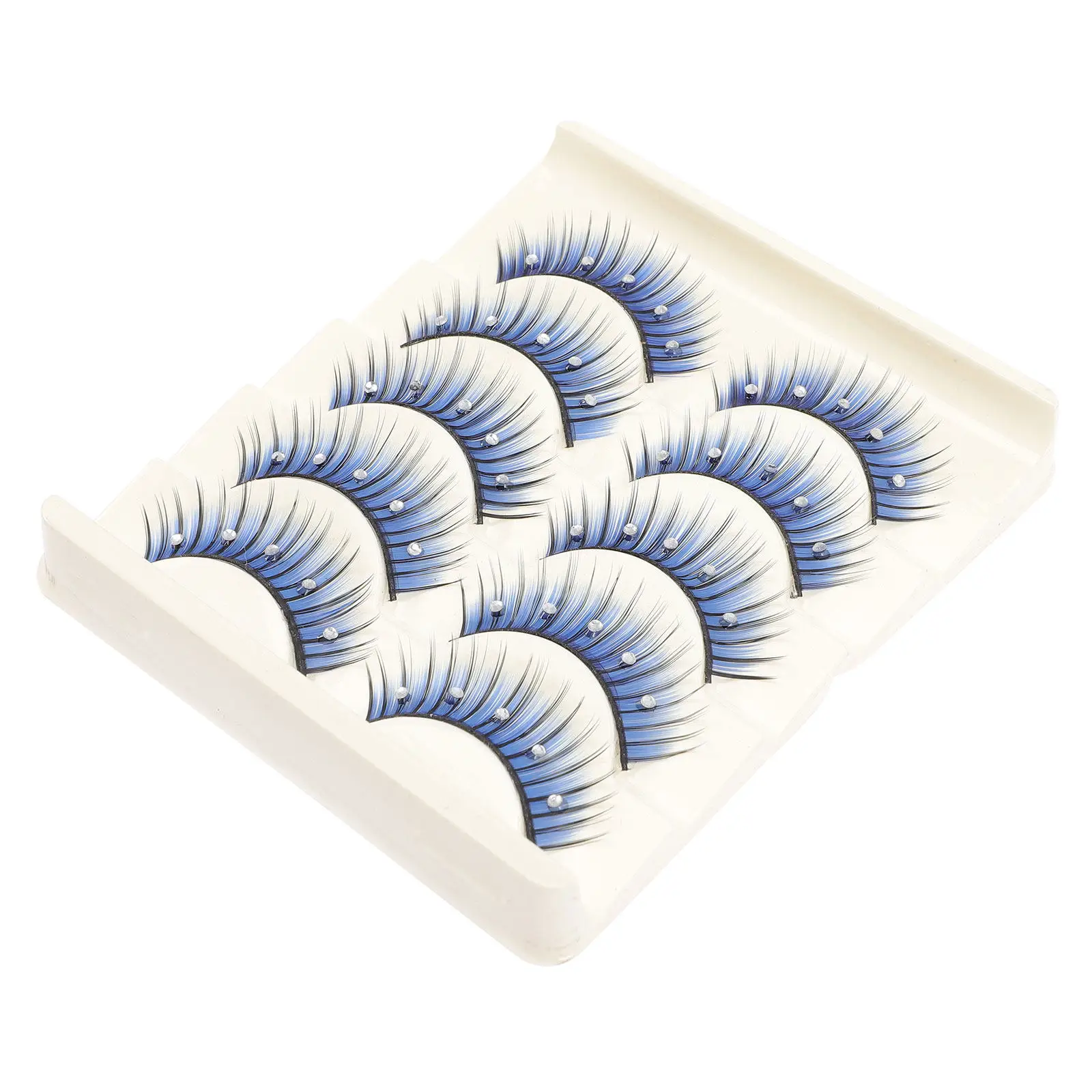 5Pairs Colored False Lashes Rhinestone Embellished Eye Catching Dramatic Eyelashes for Date Night Club Events Daily Colored