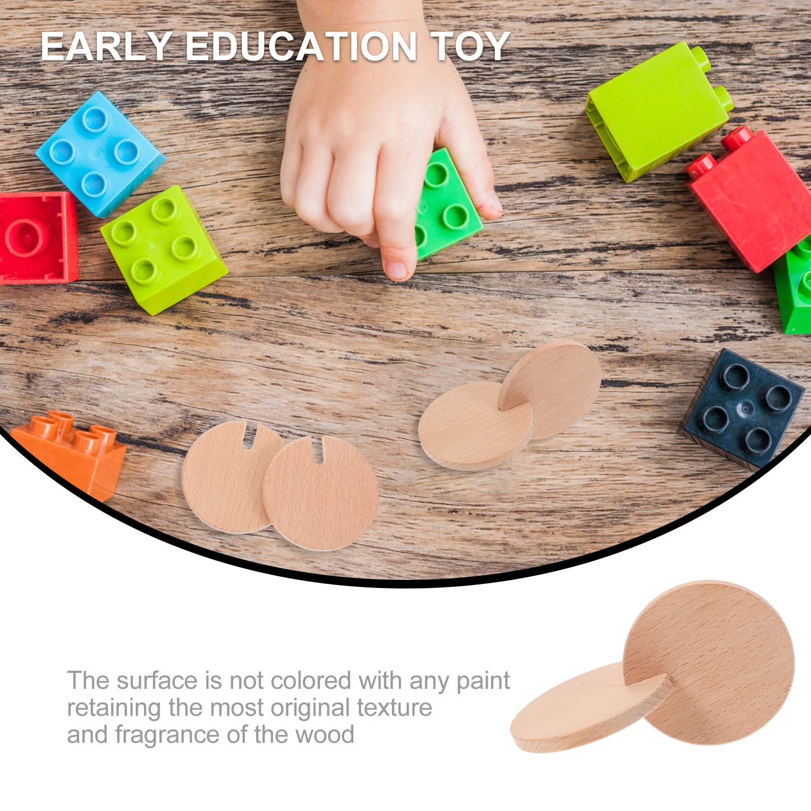 Interlocking Baby Toys Wooden Exercise Practice CD Hand-Eye Coordination Education Ring