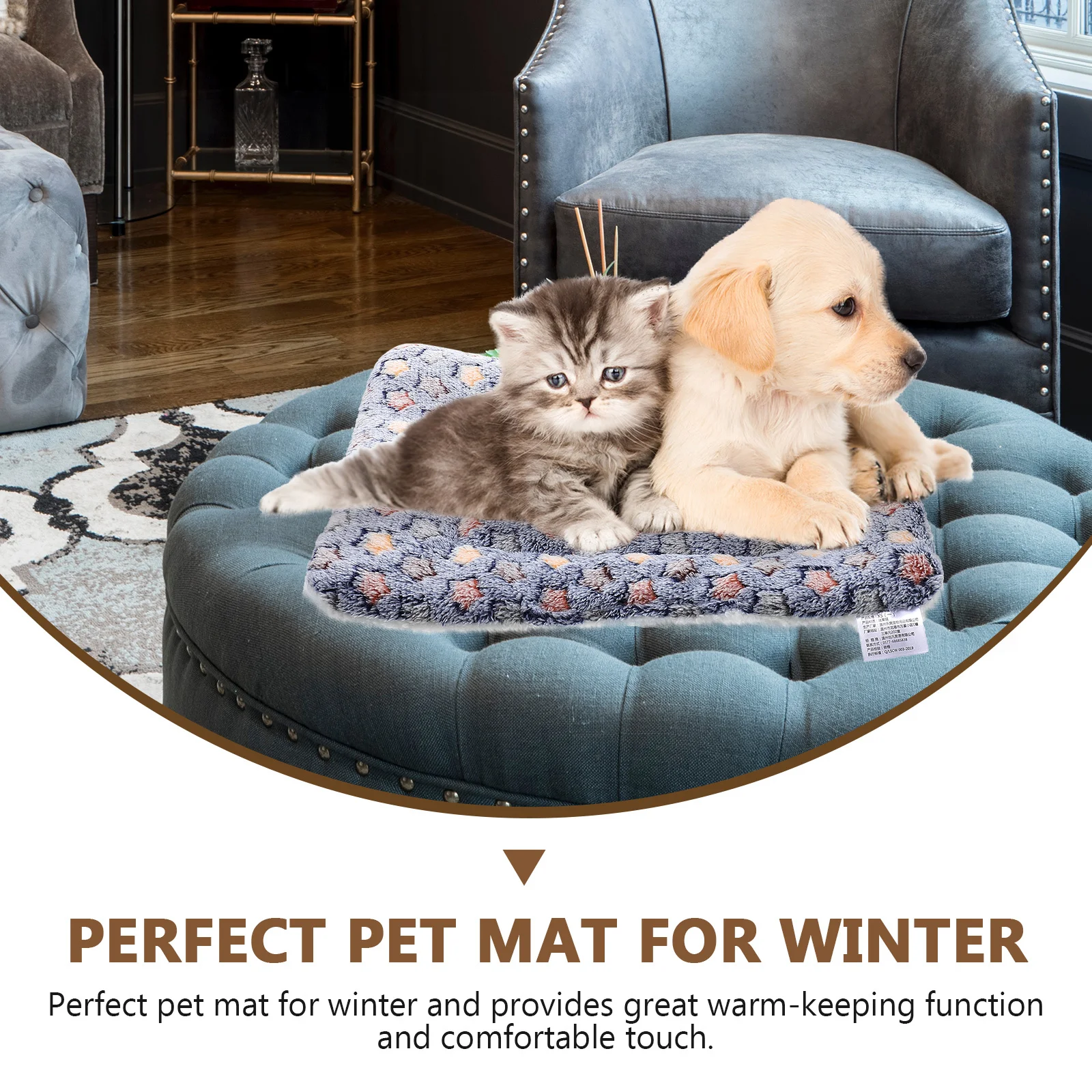 

2Pcs Pet Warm Floor Mat Dog Sleeping Pad Comfortable Indoor Cat Mat Puppy Cushion Soft Thick Winter Pad Dog Mats for Sleeping