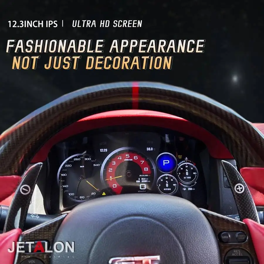 12.3inch LCD Cluster Dashboard 1920*720P LCD Panel for Nissan GT-R 2009-2017 Cluster Digital Instrument Carplay HDMI Speedometer
