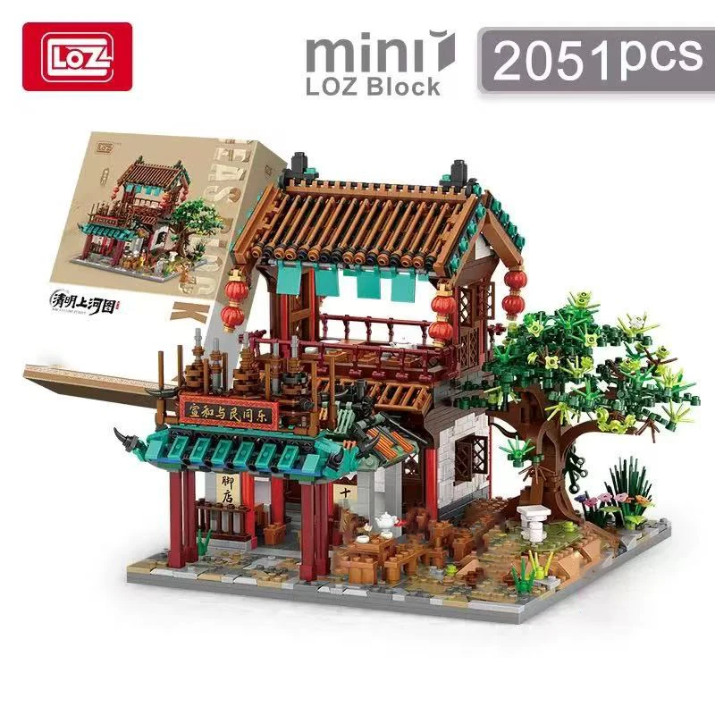 LOZ Along the River Duringthe Qingming Festival Miniature Building Blocks Scene Bodel Chinese Style Home Decor Gifts for Kids