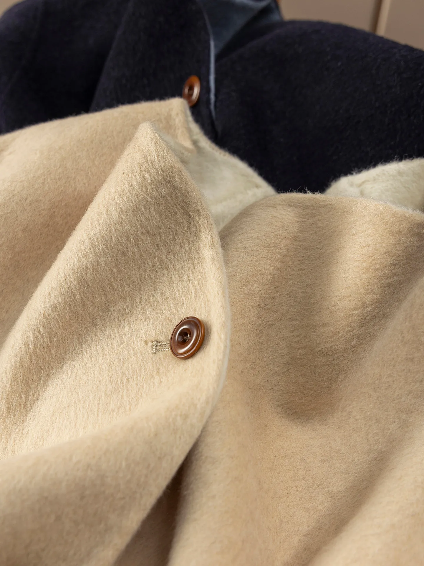 Cashmere Wool Tencel Soft Waxy Handmade Double-sided Woolen Coat Women 2026 Winter New E085