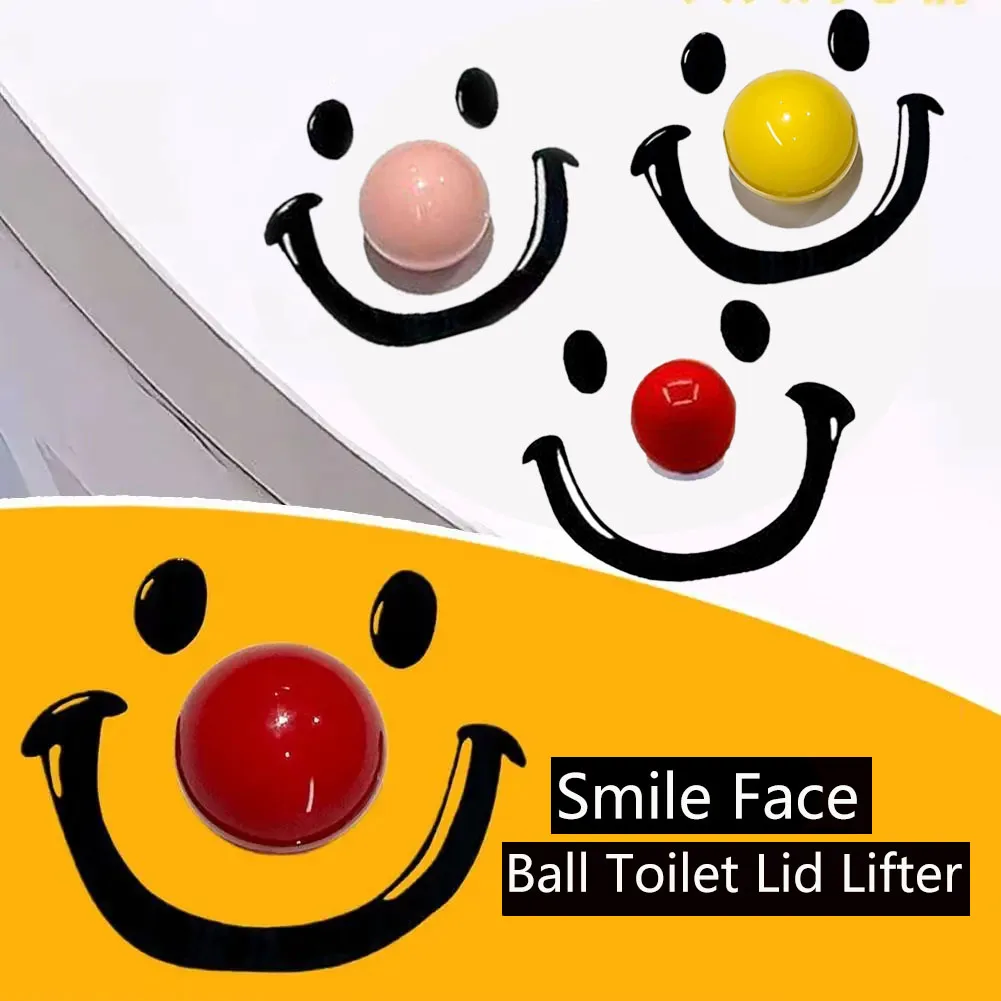 

Smile Face Ball Toilet Lid Lifter Creative Toilet Seat Cover Opener Handheld Hygienic Bathroom Accessory Decoration