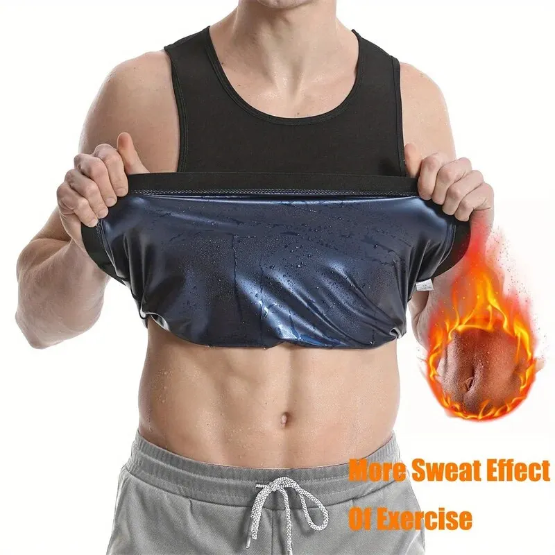 Men\'s Sauna Vest Workout Sweat Tank Top Waist Trainer For Men Compression Sweat Enhancing Vest