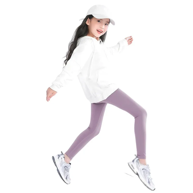 Autumn Solid Kid Leggings Girl Thin Tights Sweatpants 2-12Y Child Casual Length Pants Spring Toddler Skinny Cropped Trousers