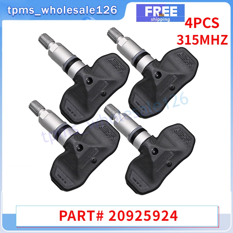 4PCS Car Tire Sensor 20925924 For Buick Allure Cadillac CTS Chevrolet Malibu GMC SAVANA TPMS 315MHZ Tyre Pressure Monitor System