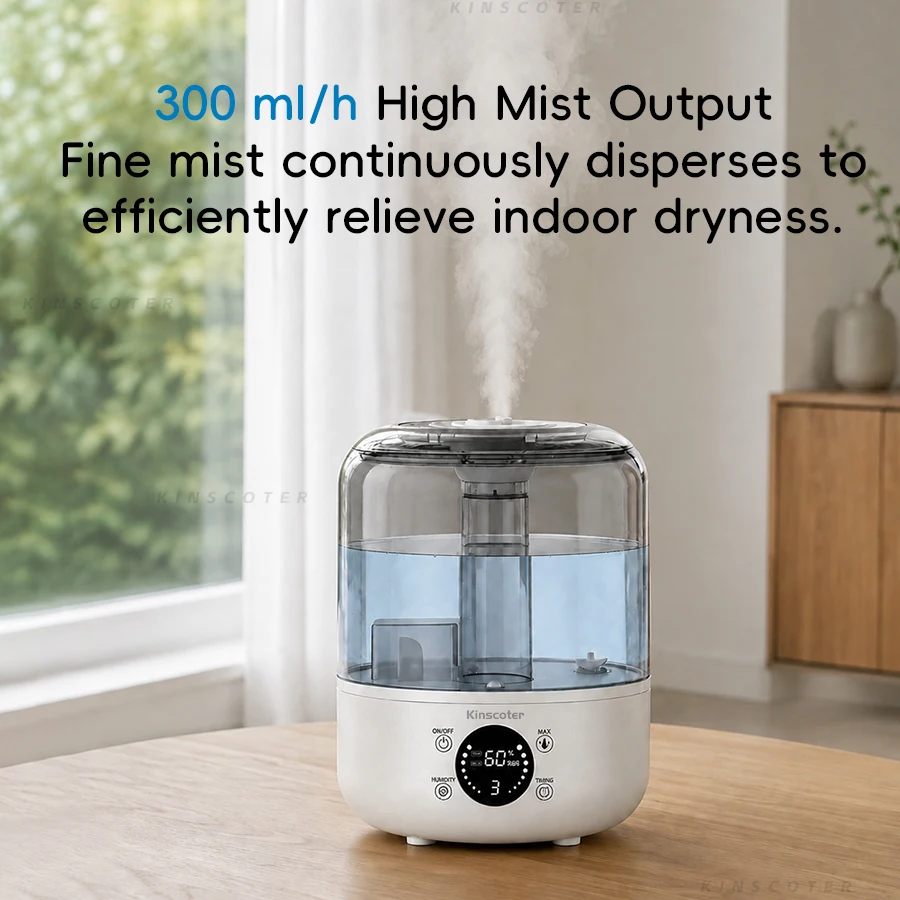 Kinscoter 3L Air Humidifier Professional Large Capacity Home Air Humidifiers Desktop Water Mist Diffuser with Remote Control