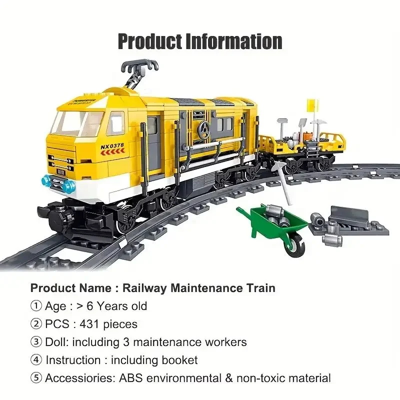 Technical Electric Train Sets City Cargo Steam Railway Engineering Tracks RC Car Building Blocks Toys For Children Boys Gifts