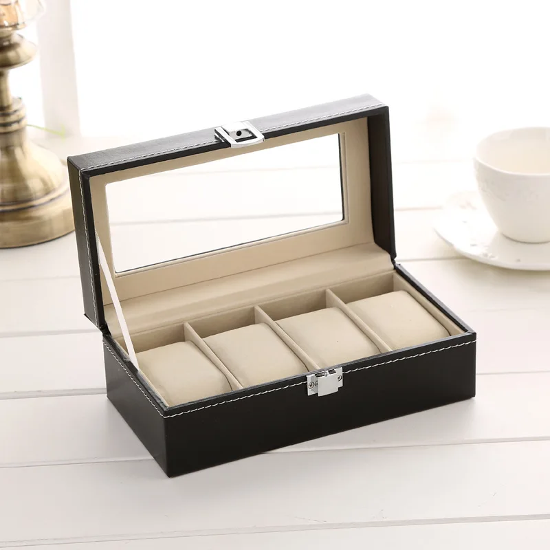 Pu Leather Watch Organizer Storage Boxes for Travel Watches Glass Case Display Multi-Purpose Storage Box for Watch and Jewelry