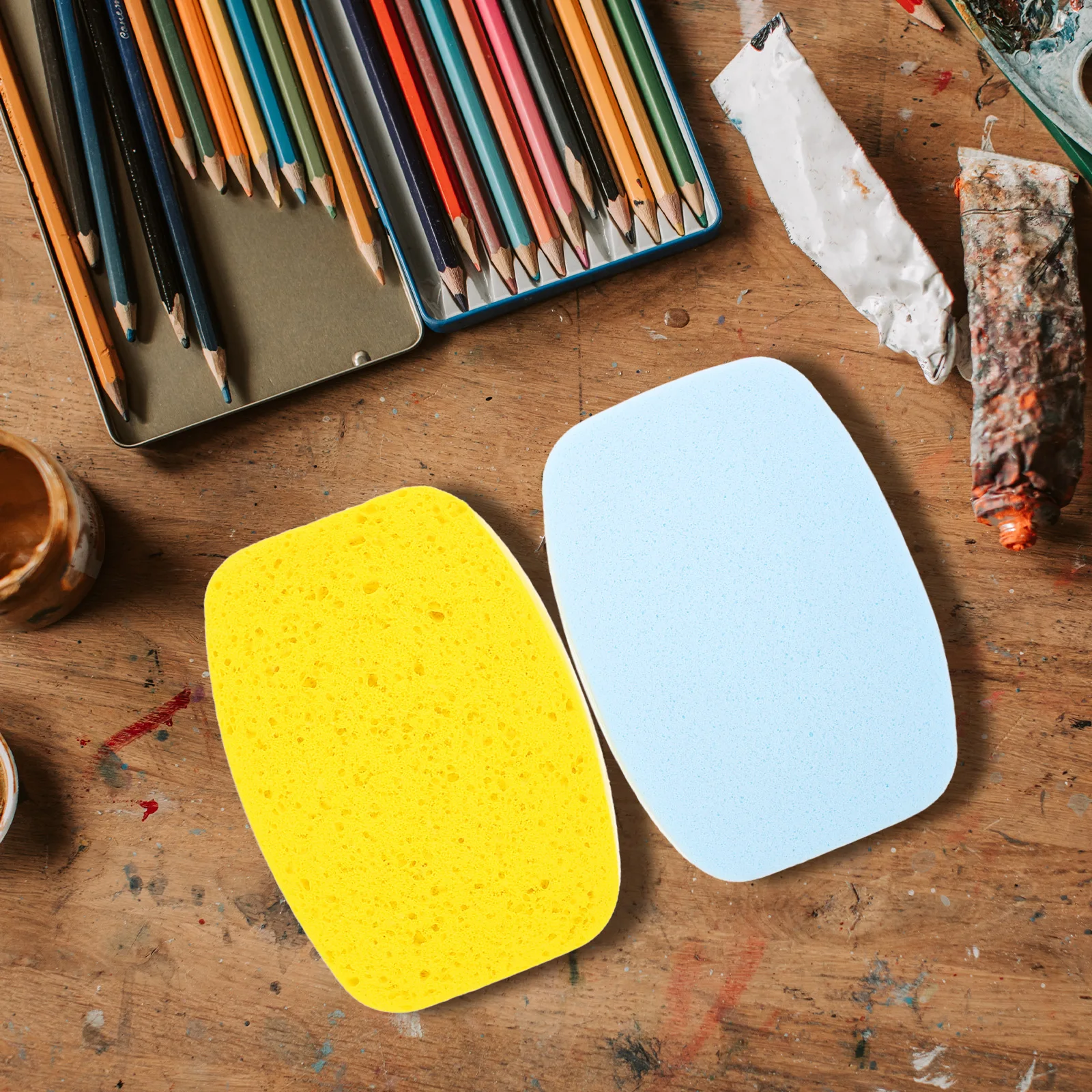 

2 Pcs Painting Sponge Rectangle Craft Sponges Absorb Water Artist for Watercolor Small Brush