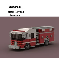 Building block MOC-157451 City Fire Truck Pump Truck Engine Construction Model 338PCS Children's Birthday Gift Christmas Toy