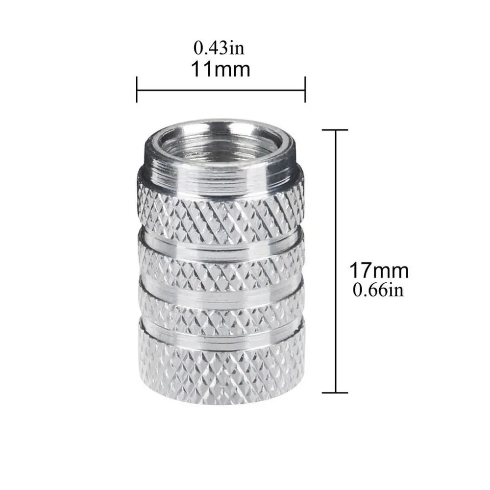 4Pcs Knurling Style Tire Cap Aluminum Silver Car Tire Valve Stems Cap Tire Wheel Stem Air Valve Cap  valve caps