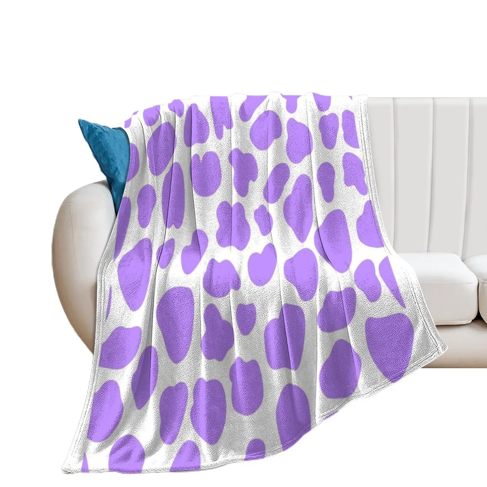 

Purple Cow Hide Print Pattern Throw Blanket Custom Flannel Fabric Luxury St Blankets