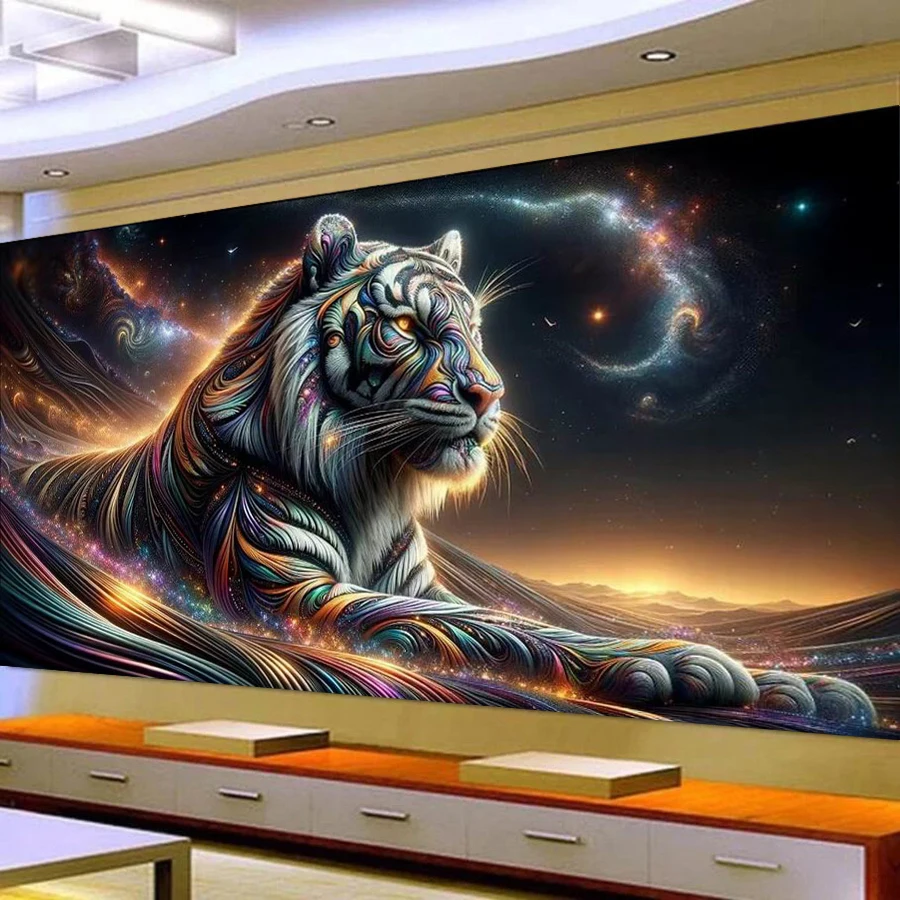 

New Diy Diamond Painting Kits Large Size Colorful Tigers Full Rhinestone Drill Wild Animals Mosaic Embroidery Picture Wall Decor