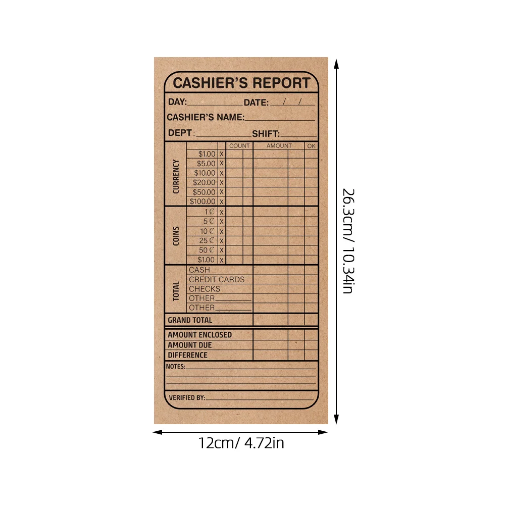 20Pcs Cashier Deposit Report Envelopes Khaki Self Adhesive Seal for Small Businesses Retailers Restaurants Cash