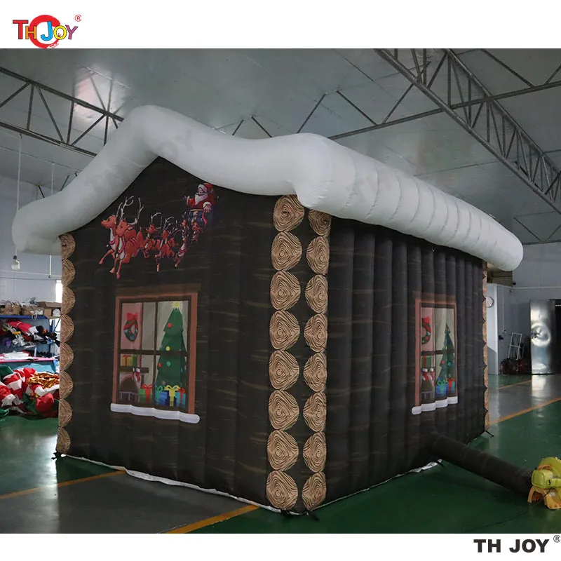 outdoor Christmas Decoration inflatable Santa house commercial Christmas air blow up grotto cabin house