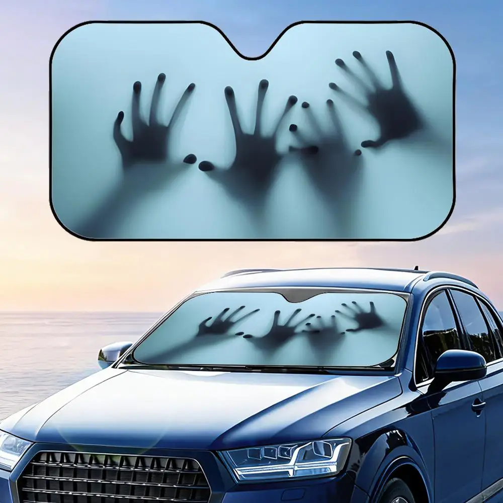 

Солнцезащитный козырек с силуэтом человеческих рук, многоразовый, из алюминиевой фольги, для защиты от УФ-излучения и теплоизоляции, накладка на лобовое стекло