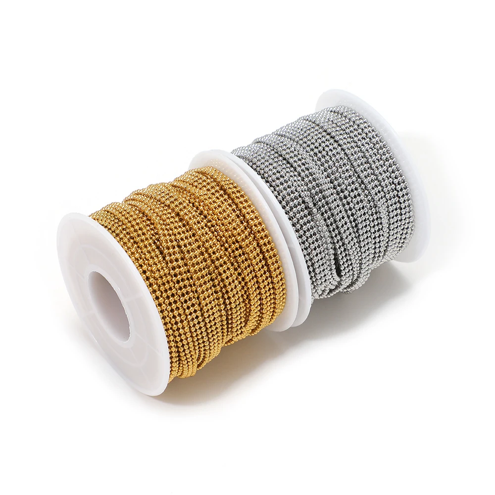 

1-метровые шариковые бусины из нержавеющей стали, цепочки, позолоченные 18 карат цепочки для изготовления ювелирных изделий ручной работы, ожерелье, браслет, материал оптом