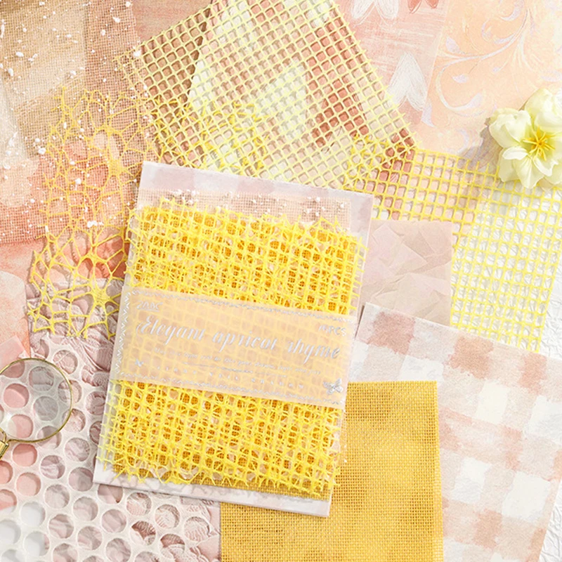15 Sheets Mesh Yarn Theme Material Paper, Lace Hollow Art Texture, Journal Diary Collage Decor Material image 6