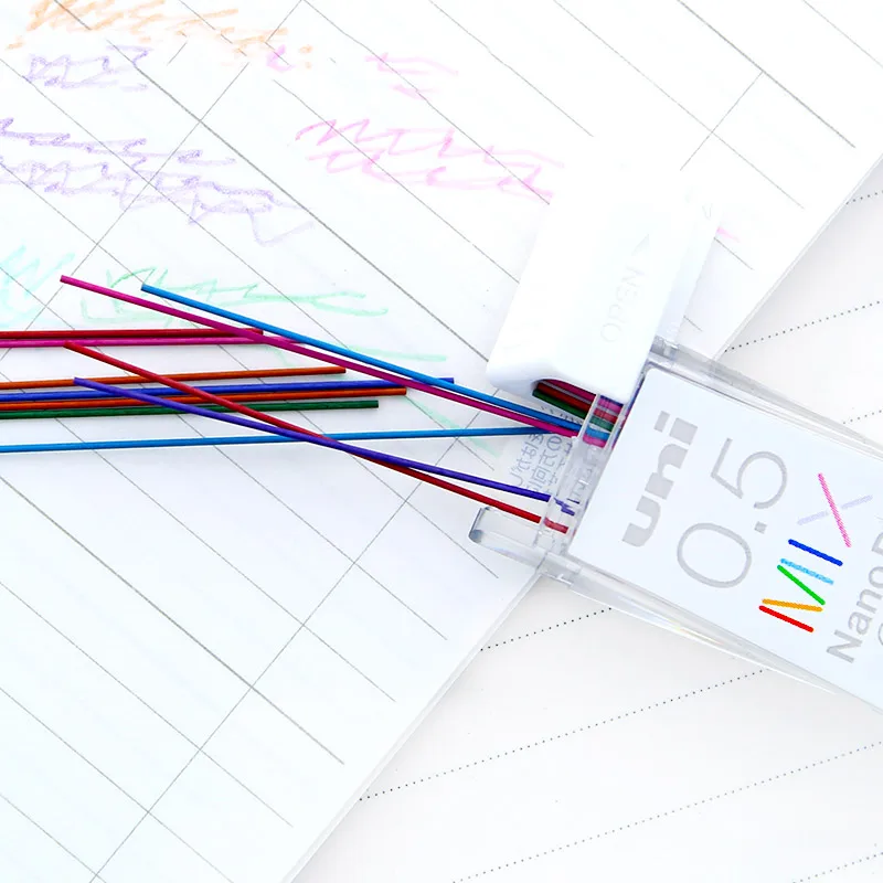 Японские цветные механические карандаши, 1 трубка, графитовые нано-кабели, диаметр 202NDC 0,5 мм, цветные стержни для письма, рисования, офисные и школьные принадлежности