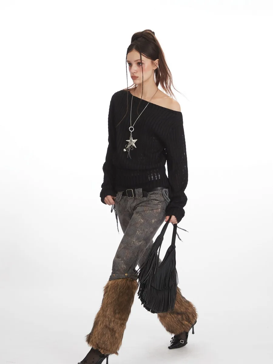 Slim Fit Bare-Shoulder Decollete Long Sleeve Winter Fall Basic Bodywear Elegant Tops Tshirts for Women Girls Sloth Office Ladies