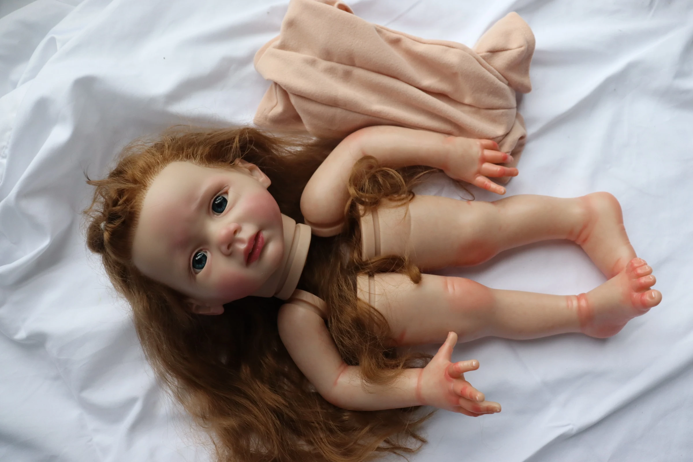 FBBD Artist Painted Reborn Baby Doll Fritzi With Long Brown Hair Unassembled Kit With Veins Lifelike Dolls For Children