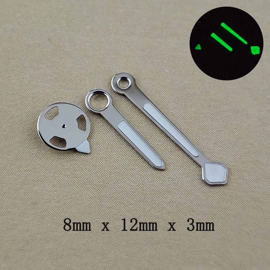 

NH35 Hands New Pointer Silver Edge White Oil Green Luminous Hands Watch Accessories Fits NH35 NH36 4R 7S Movement