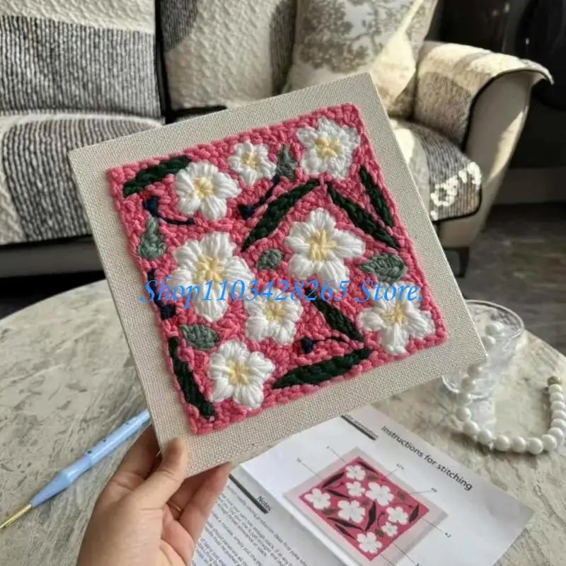 Bloemstof Schilderij Borduurknutselset Stikpakketten Beginnersvriendelijk Voor Handgemaakte Muurkunst Vrouwen Gifting Supply