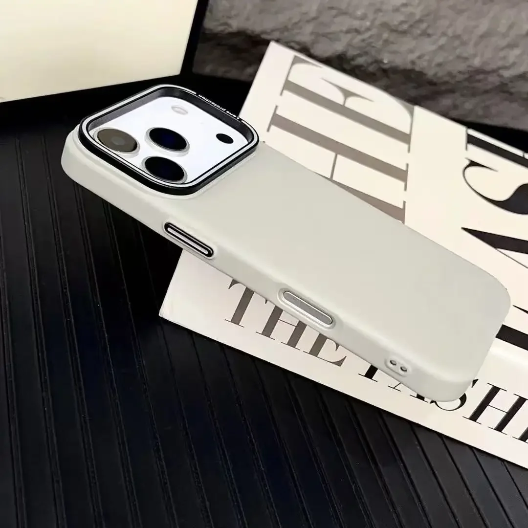 حافظة هاتف لهاتف آيفون 17 برو ماكس 17 اير 16 بلس 15 14 13 12 إطار عدسة معدني جلد غير لامع بلاستيك حماية ضد الصدمات غطاء صلب #6