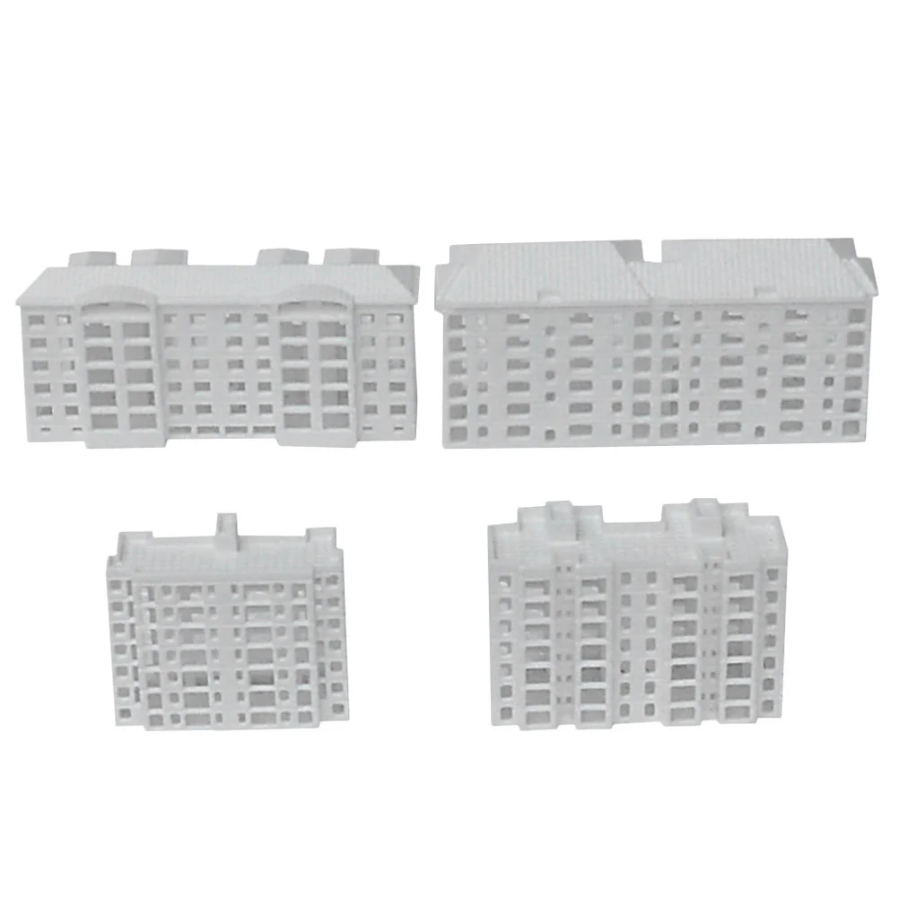 4 Pcs Miniature Architectural Model Fake Building Toy House Suite Small Models Plastic Apartment Blocks