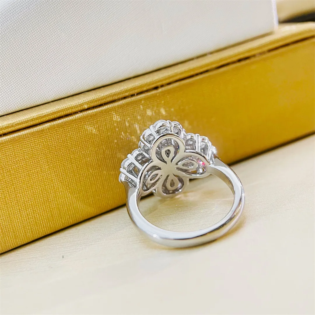 Luomansi Fashion 4 Leaf Petal Ring First Order -10 Solid S925 Silver Jewelry Women's Wedding Party Gift