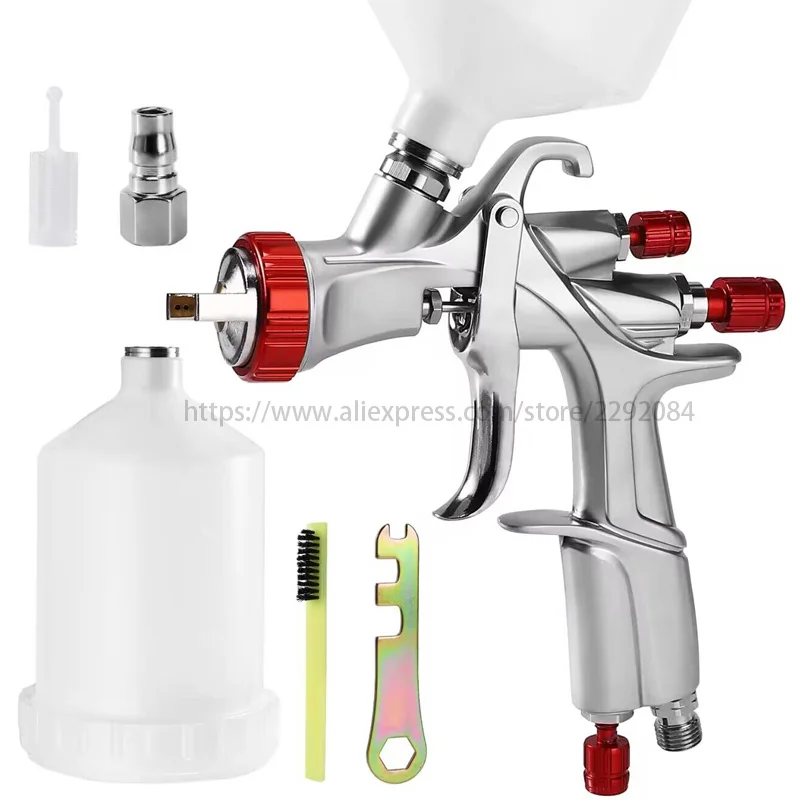 LVLP Spray Gun Paint Spray Gun Car Painting Gun Airbrush Sprayer YT160 1.3mm Nozzle 600cc Cup Spray Gun Cleaning Kit