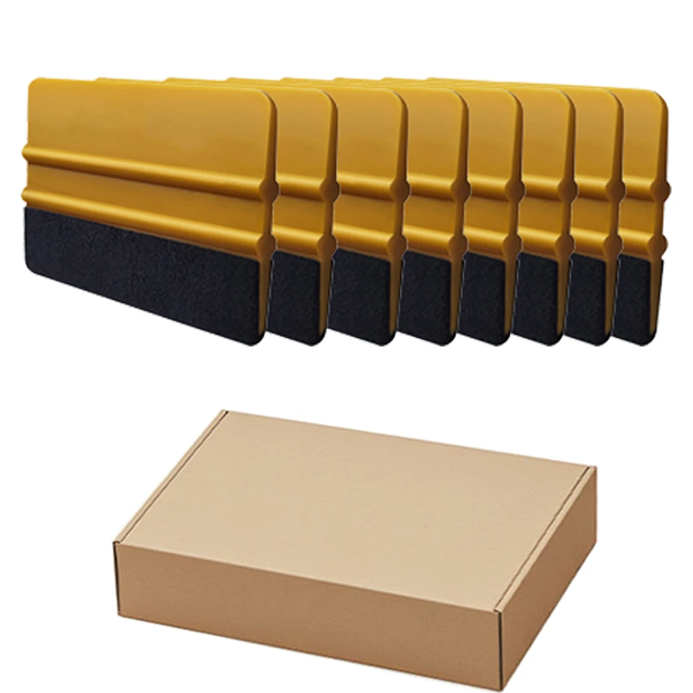 Juego de 8 Espátulas Doradas Rakel con Borde de Fieltro para Películas, Automóviles, Muebles, Tintado de Ventanas y Películas Adhesivas