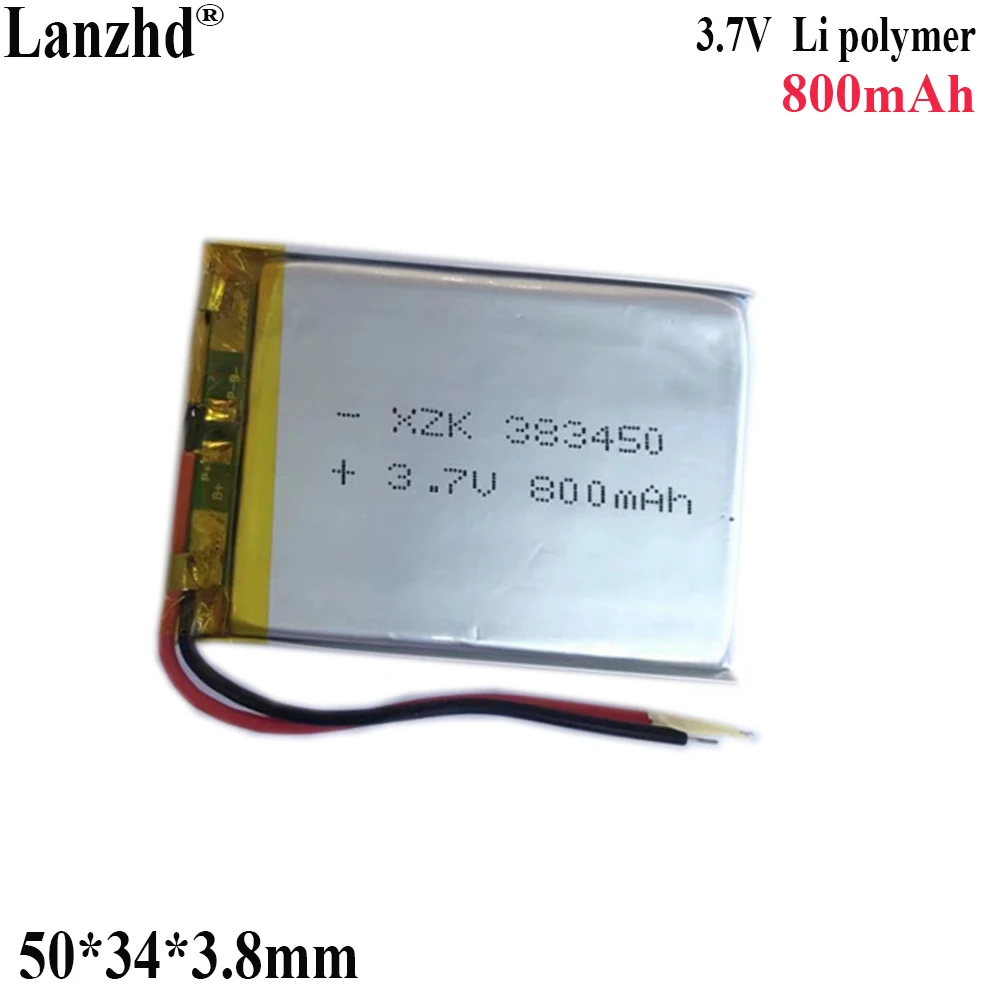 3.7V Li Polymer battery For Bluetooth digital car audio medical speaker smart Pet water steamer battery 650mAh 383450