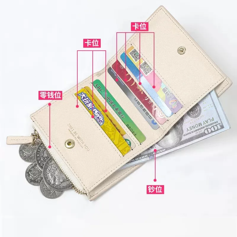 Cartera de Anime Genshin Impact para hombre y mujer, monedero de estudiante de dibujos animados, cartera corta de cuero PU, a la moda