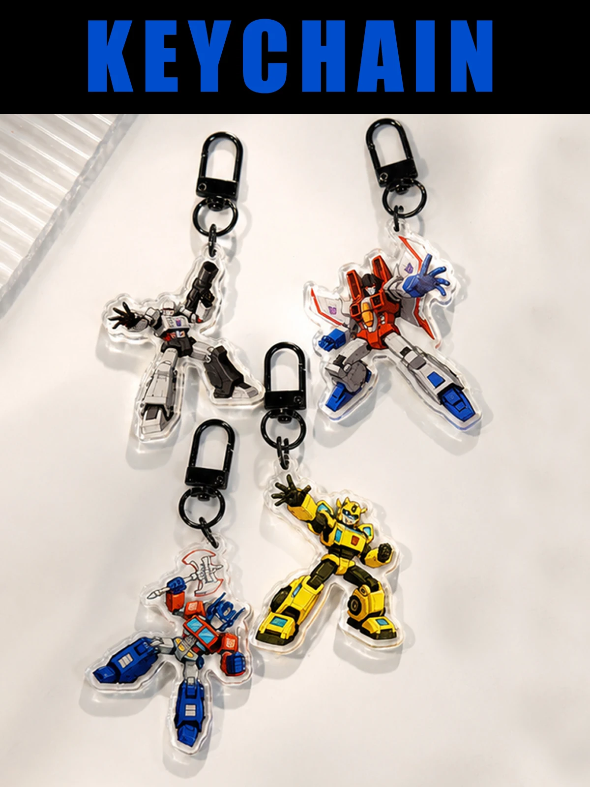 Jolis porte-clés en acrylique TFA |   O-Prime Bumblebee Megatron Starscream |   Porte-clés robot kawaii, cadeau