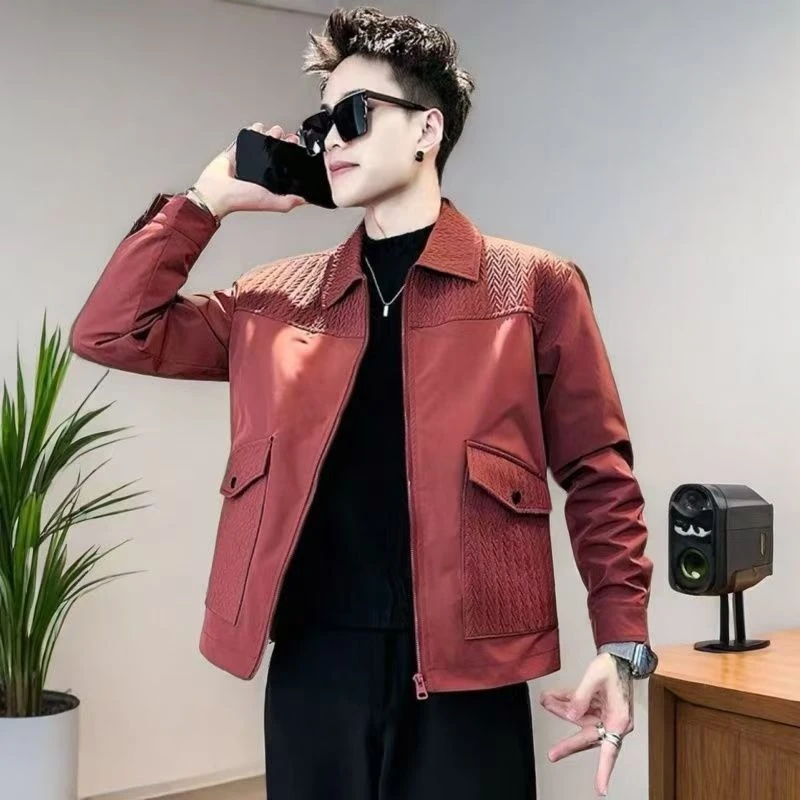 

2025 New Arrival Men's Cool Rugged Patchwork Cargo Jacket Spring Autumn Trendy Streetwear Tops