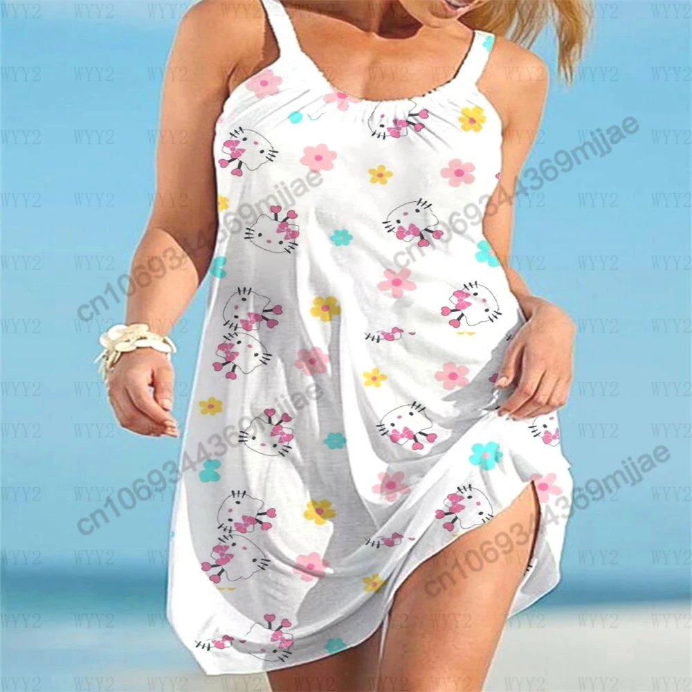 HelloKitty Women's Tops for Women 2023 Round Neck Summer Top Beach Dresses Woman Clothes Womans Clothing Zevity Y2k T-shirt Tees