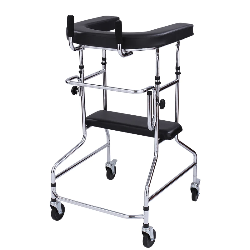 Stroke Hemiplegia Walkers Elderly Rehabilitation Crutch Chair Adult Walking Stick Chairs Multifunction Four-wheel Mobility Aids