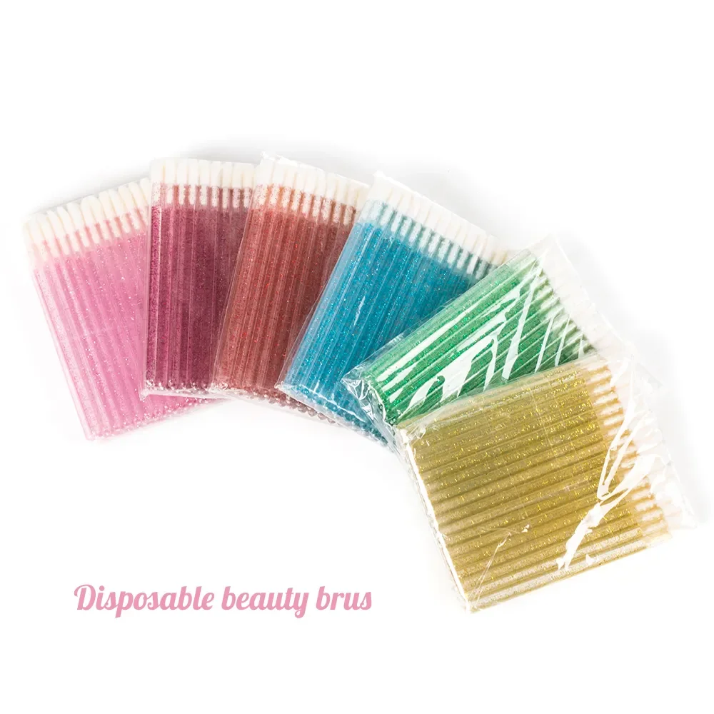 50Pcs Disposable Lip Brush Eyelash Extension Brushes Makeup Tools Crystal Micro Brushes Eyebrow Mascara Applicator Cleaner