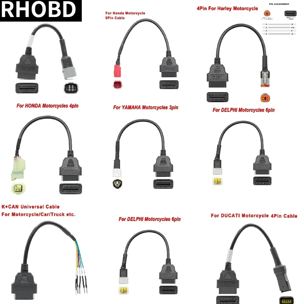 Latest For KTM Connector Motorcycle For YAMAHA/ HONDA For SUZUKI For Ducati OBD2 Extension cable For Kawasaki Diagnostic tool