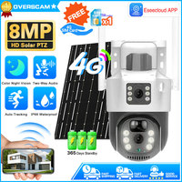 4K 8MP Solar Camera 4G SIM Card Auto Tracking 2-way Audio Mini Security Outdoor Dual Lens CCTV Battery Surveillance Video Camera