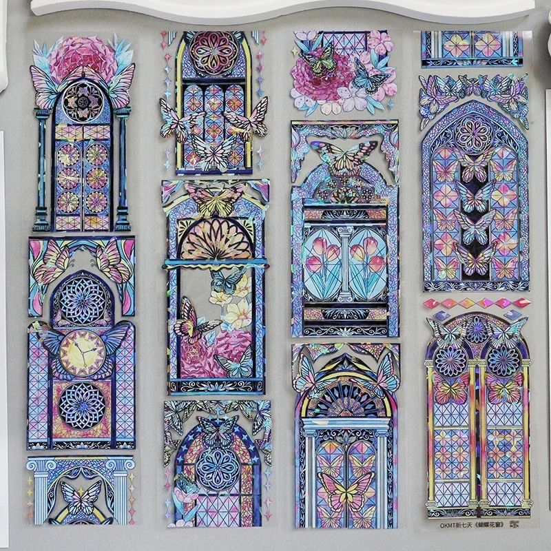 5Meter roll Butterfly Window Shiny Pet Tape Collage Journal Decoration