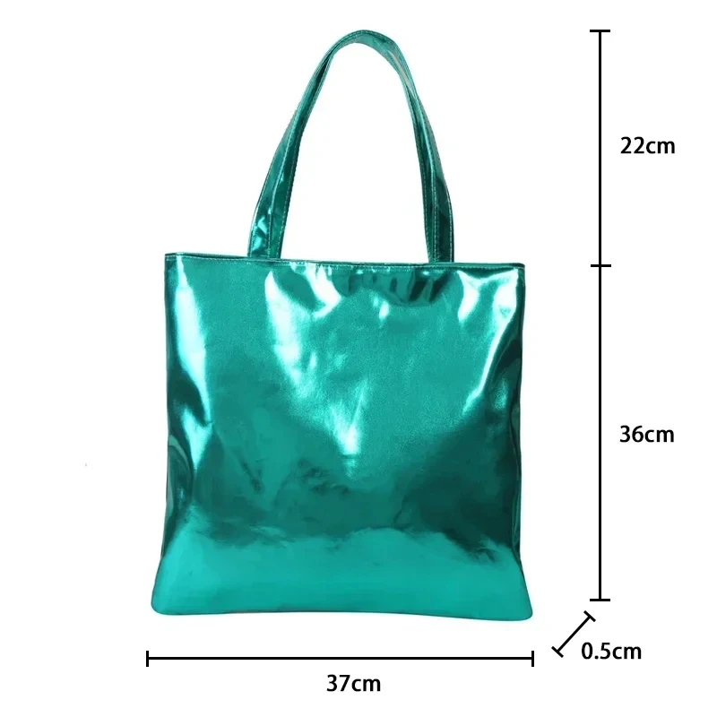 Fashion High Capacity Glossy Tote Bags for Women Shopping Pouch PU Leather Handags Shiny Casual Female Purse Girls Shoulder Bag