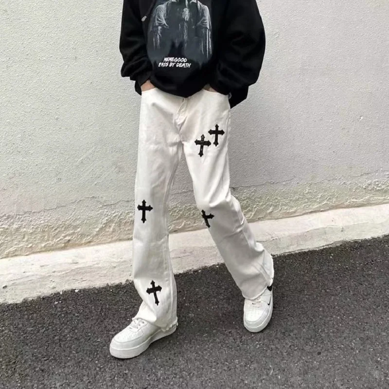 Men's Jeans Wide Leg Denim Straight Men Jeans Man Jeans Casual Pants Cross Jeans High Street Jeans High Waist Jeans For Men